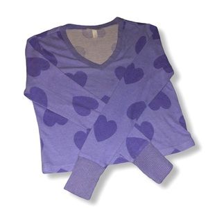 Colsie Purple Heart Long Sleeve Thumb Holster Pajama Sleepwear Night Jumper